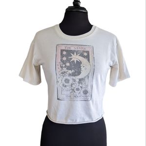 Art Class Large Tarot Card Cropped Tee Slim Baby Tee Cream The Stars The Moon